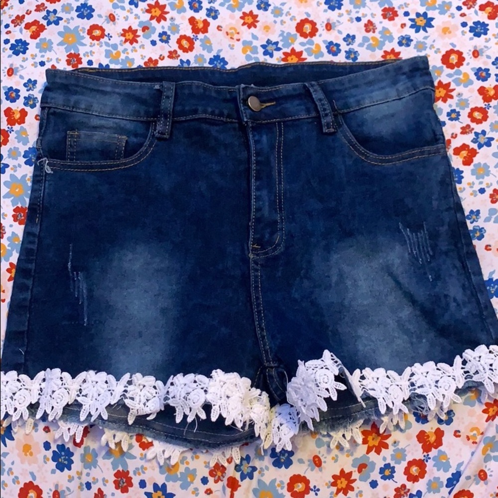 High waisted lace shorts